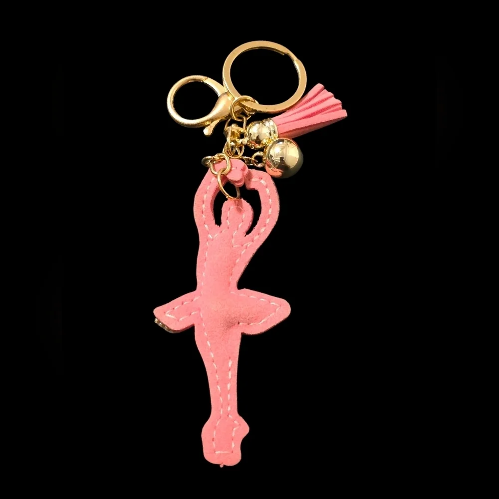 Elegant Pink Ballerina Bag Charm Keychain